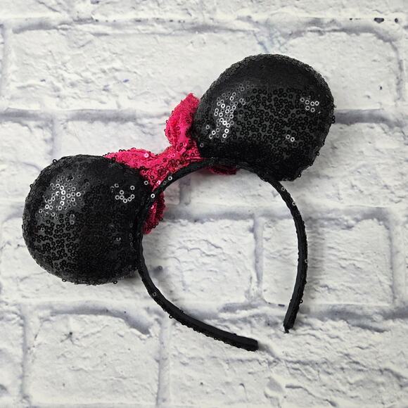 Minnie Mouse Sequin Headband Pink Sequin Bow Teen Adult - Picture 3 of 10